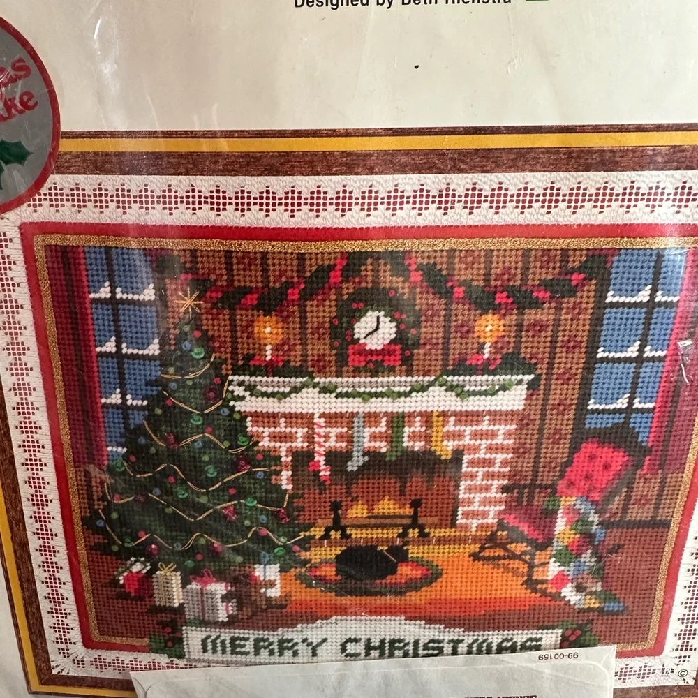 Vintage Sunset needlepoint Christmas Eve #6080 (started)